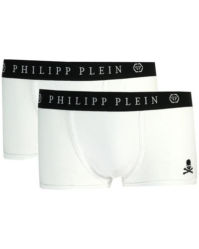 Philipp Plein Skull Logo White Boxer Shorts Two Pack