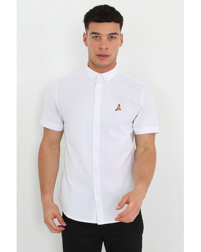Brave Soul 'nero' Oxford Cotton Short Sleeve Shirt - White