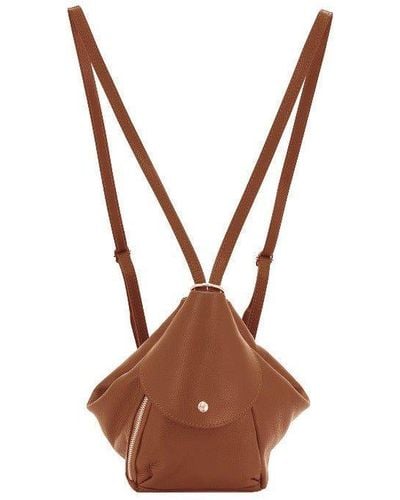 Sostter Camel Leather Backpack Shoulder Bag - Baadn - Brown