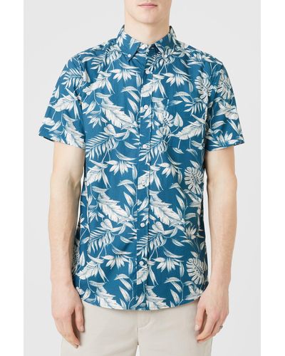 MAINE Tropical Floral Print Shirt - Blue