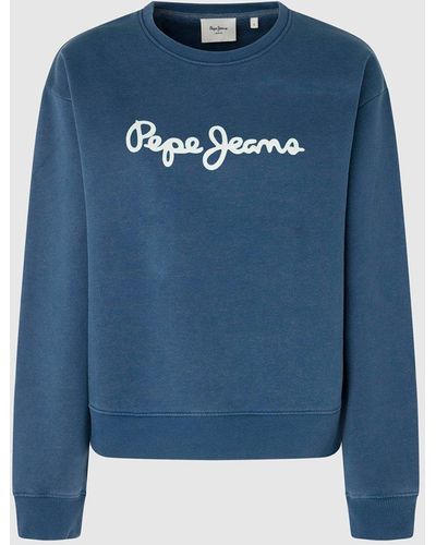 Pepe Jeans Lana Crew Logo Sweat Navy - Blue