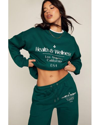 Nasty Gal Health And Wellness Graphic Oversized Sweatshirt - Green