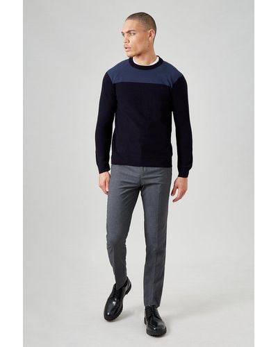 Burton Grey Slim Fit Stretch Trousers - Blue