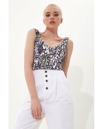 House of Holland Abstract Print Corset Style Top With Elasticated Straps And A Back Zip - Multicolour