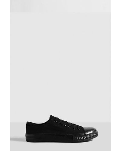 Boohoo Lace Up Canvas Trainers - Black