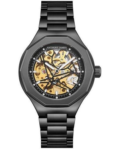 Anthony James Hand Assembled Limited Edition Sports Skeleton Watch - Black