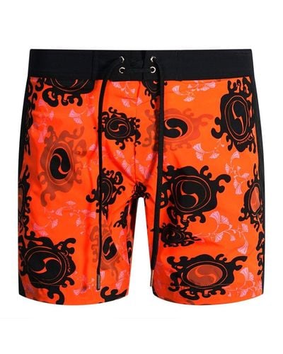 DSquared² Floral All-over Design Orange Swim Shorts