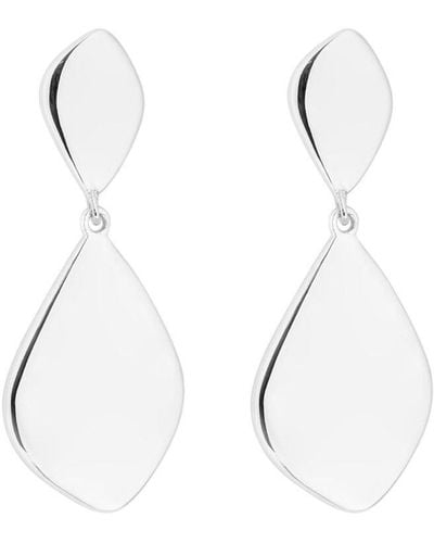 Simply Silver Sterling Silver 925 Polished Double Organic Drop Earrings - Metallic