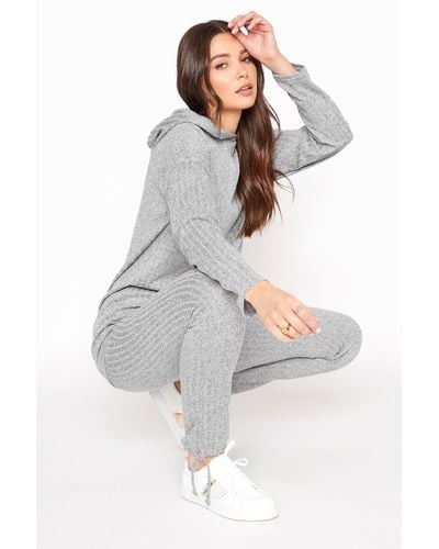 Long Tall Sally Ribbed Co-ord Hoodie - White