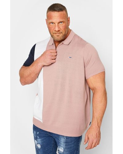 BadRhino Stripe Knitted Polo Shirt - Pink