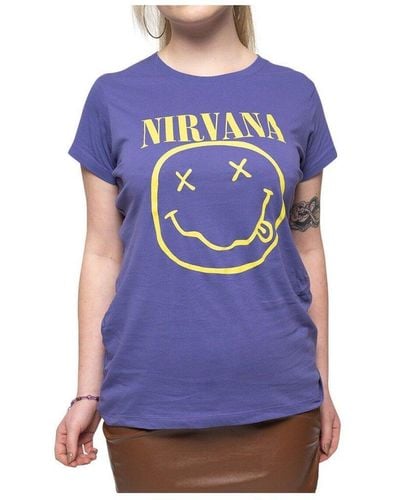 Nirvana Smiley Cotton T-shirt - Blue