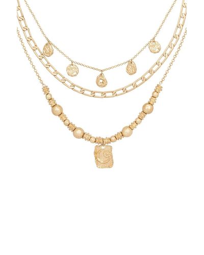 Bibi Bijoux Gold 'molten Metal' Triple Layered Necklace - White