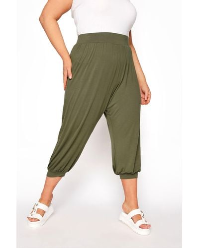 Yours Cropped Jersey Joggers - Green