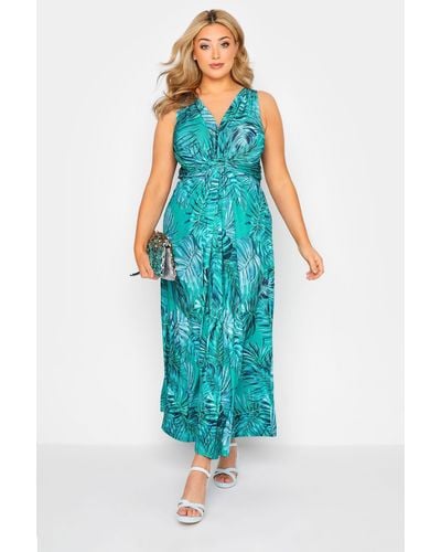 Yours Knot Front Maxi Dress - Blue