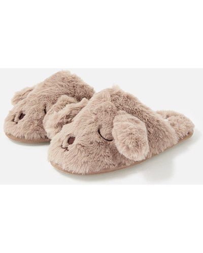 Accessorize Puppy Fluffy Mule Slippers - Pink