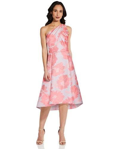 Adrianna Papell Floral Jacquard Midi - Pink