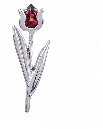 Ojewellery Garnet Tulip Brooch - Red