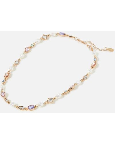 Accessorize Pastel Pop Crystal And Pearl Small Necklace - Multicolour