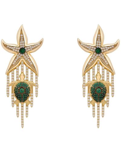 LÁTELITA London Siren Turtle Earrings Gold Green - Metallic