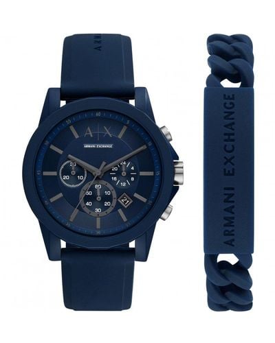 Armani Exchange Nylon Fashion Analogue Quartz Watch - Ax7128 - Blue