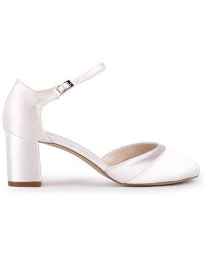Paradox London Satin 'ada' Mid Heel Block Heel Two Part Court Shoes - White