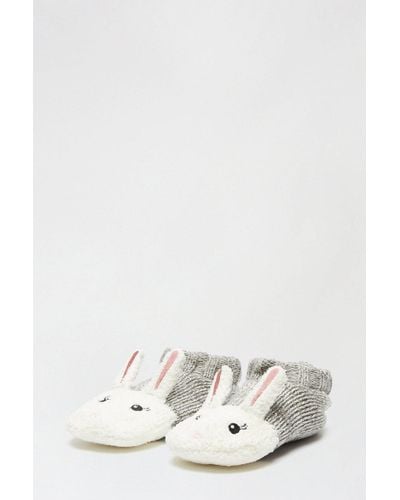 Dorothy Perkins Grey Bunny Slipper Socks - White