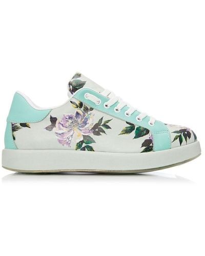 Moda In Pelle 'botanical' Leather Trainers - Green