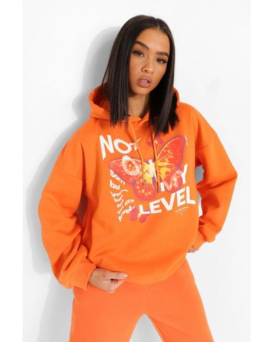 Boohoo Not On My Level Hooded Sweatshirt - Orange
