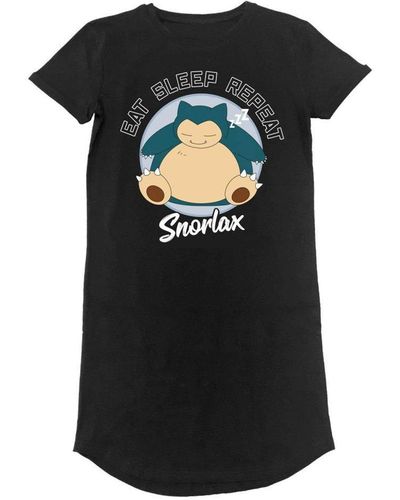 Pokemon Sleeping Snorlax T-shirt Dress - Black