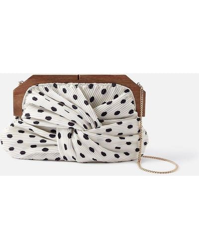 Accessorize Pleat Wooden Frame Bag - White