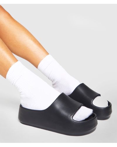 Boohoo Chunky Flatform Slides - Black