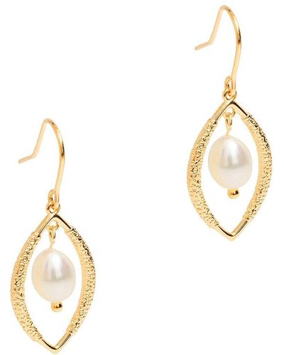 Pure Luxuries Gift Packaged 'dorothy' 18ct Gold Plated Sterling Silver Pearl Earrings - Metallic