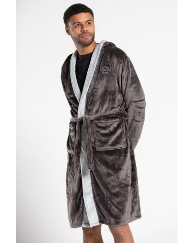 Tokyo Laundry Plush Hooded Dressing Gown - Grey