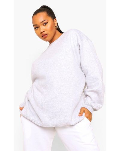 Boohoo Plus Basic Mix And Match Oversized Sweatshirt - White