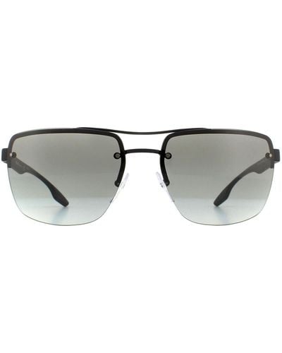 Prada Square Black Rubber Grey Gradient Sunglasses