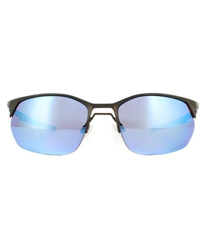 Oakley Rectangle Satin Lead Deep Water Polarised Prizm Sunglasses - Blue