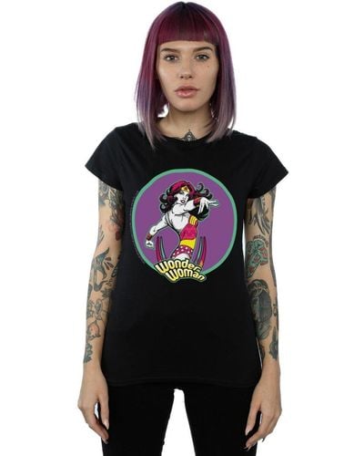 Dc Comics Wonder Woman Psychedelic Cotton T-shirt - Black