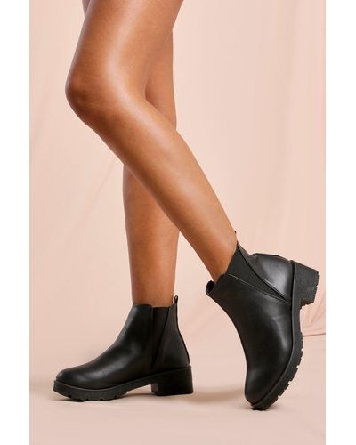 MissPap Classic Flat Heel Chelsea Boot - Black