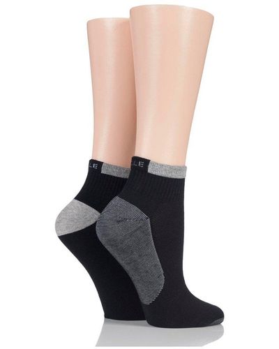 Elle 2 Pair Sport Non-cushioned Anklet Socks - Black