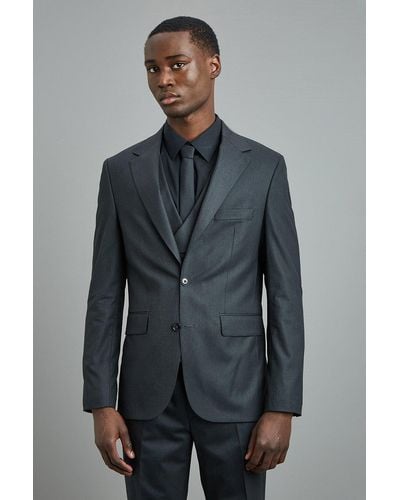 Burton 1904 Slim Fit Charcoal Suit Jacket - Grey