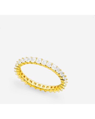 MUCHV Gold Thin Cubic Zirconia Eternity Ring - Metallic
