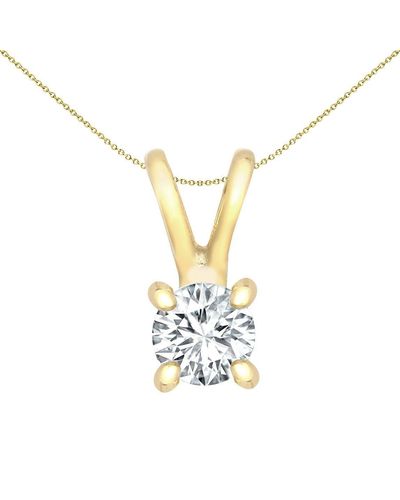 Jewelco London 9ct Gold 0.1ct Diamond V-bale Solitaire Pendant - 9p160-010 - Metallic