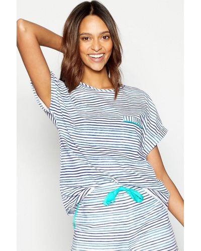 Mantaray Stripe Cotton Pyjama Top - Blue