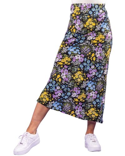 D.u.s.k Floral Print Jersey Skirt - Blue