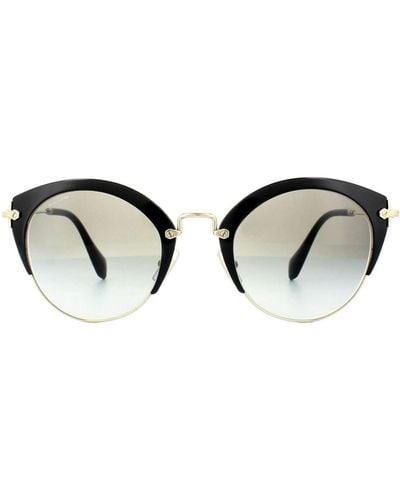 Miu Miu Cat Eye Black Pale Gold Grey Gradient Sunglasses - Brown
