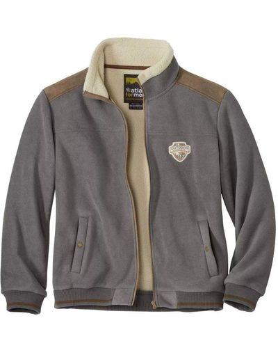 Atlas For Men Sherpa Lined Full Zip Fleece Jacket - Grey
