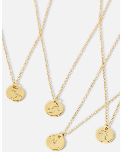 Accessorize Gold-plated Constellation Disc Pendant Necklace - Aquarius - White