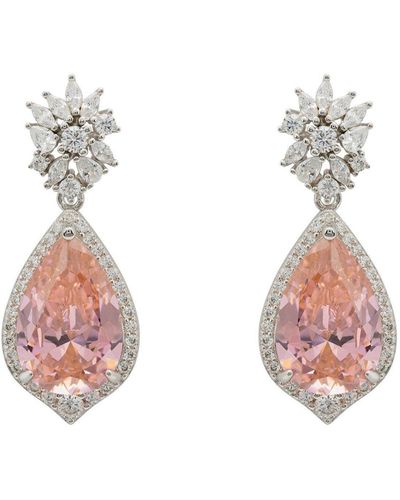 LÁTELITA London Olivia Teardrop Crystal Drop Earrings Morganite Pink Silver - White