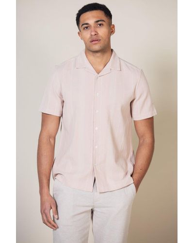 Nordam Cotton Short Sleeve Button-up Striped Shirt - Pink