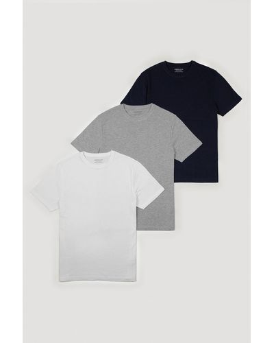 Larsson & Co Navy, Grey & White 3 Pack Short Sleeve T-shirts - Blue